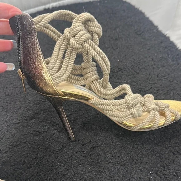 Jimmy Choo Gold and Cream Sandals with Luxurious Design